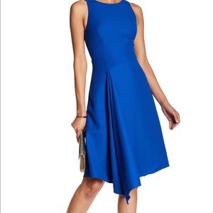 Blue Ted Baker asymmetrical drape dress
